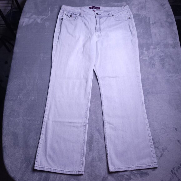 Gloria Vanderbilt Isadora Bootcut Jeans 16 Light Gray Flap Pockets Stretch - Picture 4 of 9